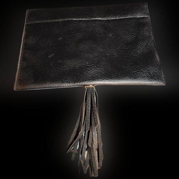 Big Buddha Black Envelope Tassle Clutch Purse Handbag - Picture 2 of 3